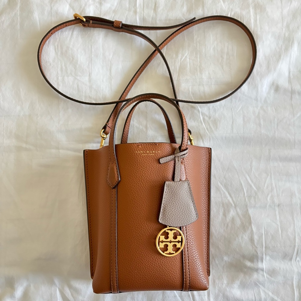 Tory Burch Perry Mini Tote Bag & Crossbody in Brown Leather